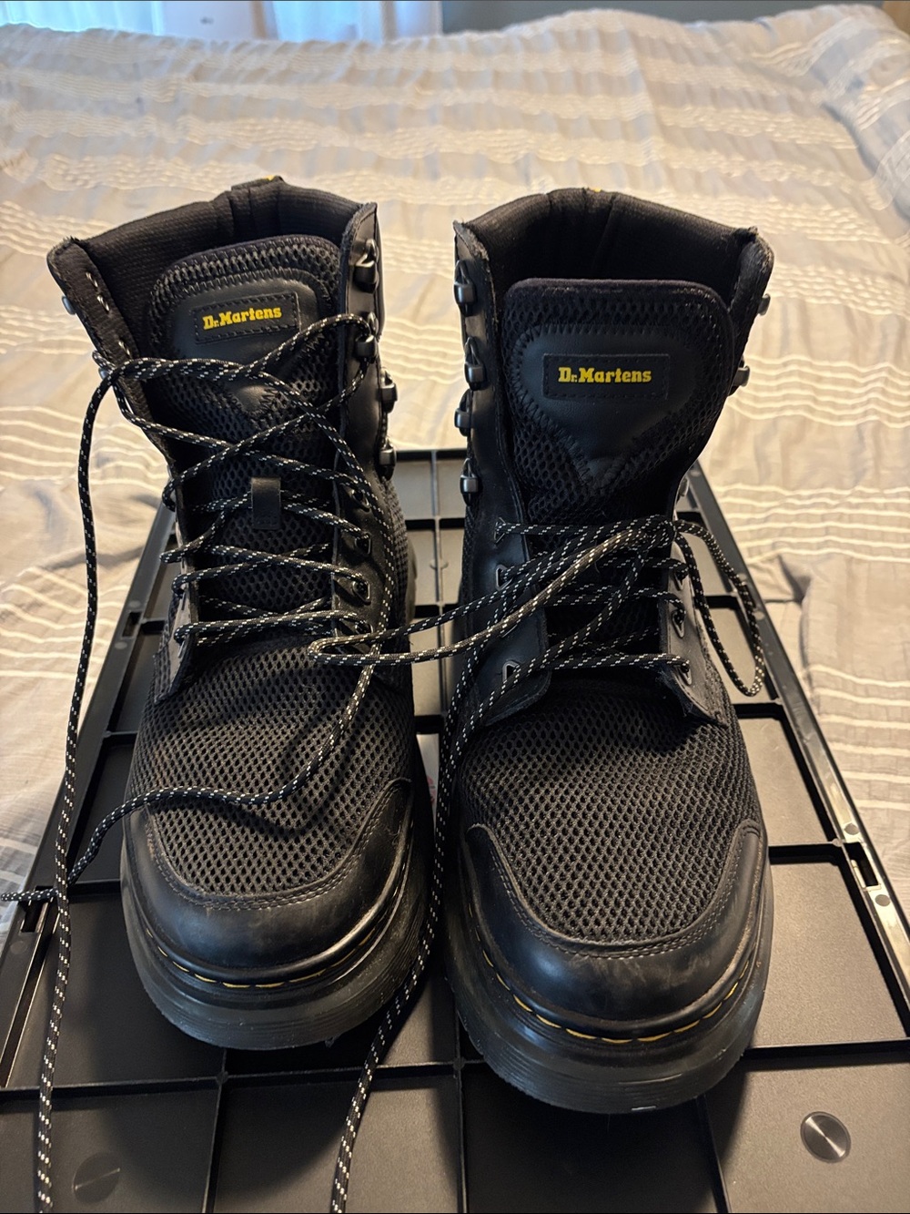 Dr. Martens Black Men's Lace-Up Mesh & Leather Work Boots